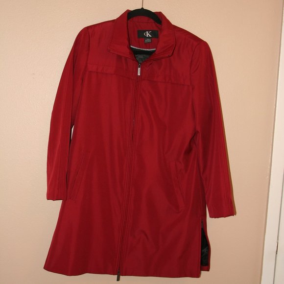 Clavin Klein Red Trench Coat Rain Coat - Picture 1 of 6